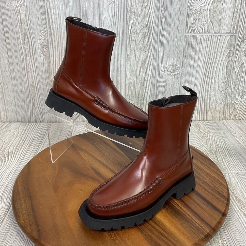 HEREU Studio Andreu Low Calf Zipped Boot Chelsea Boot NIB Russet Color Size 35EU